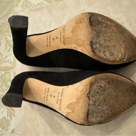 Kate Spade Nara Double Strap Mary Jane Black Suede Heels Size 6 - Picture 10 of 12